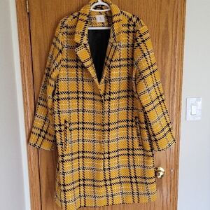 Yellow Plaid Women's Coat